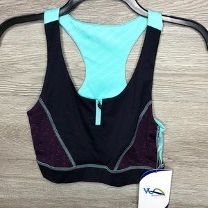 World Of Active M Zip Crop Top Tank Purple Blue